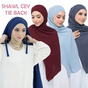 Instant Shawl Tie Back Khimar HIjab | Cey Crepe Cotton | Crease Resistant | Muslim Wedding Ramadan Eid