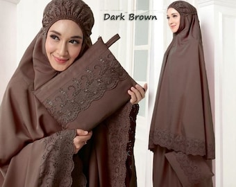 Prayer Dress HIjab With Travel Bag | Poly Cotton | Embroidered Finishing | Salah Umrah | Free Size