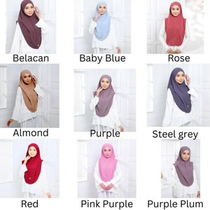 Sofortiger Hijab bereit zum Tragen Wählen Sie Farbe Freie Größe Eisenlos Khimar Cey Kreppmaterial Knitterfest Ramadan-Eid-Geschenk Bild 9