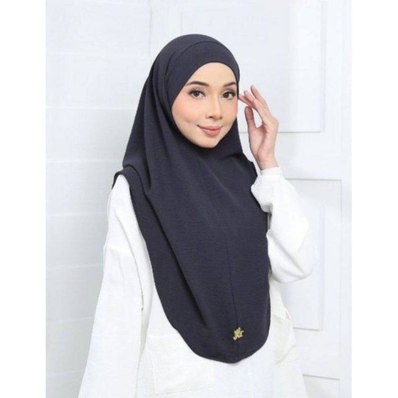 Sofortiger Hijab bereit zum Tragen Wählen Sie Farbe Freie Größe Eisenlos Khimar Cey Kreppmaterial Knitterfest Ramadan-Eid-Geschenk Bild 1