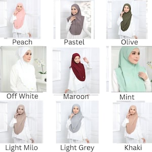 Hijab instantáneo listo para usar / Elija color / Tamaño libre / Sin hierro / Khimar / Cey Crepe Material / Resistente a las arrugas / Regalo Ramadán Eid imagen 10