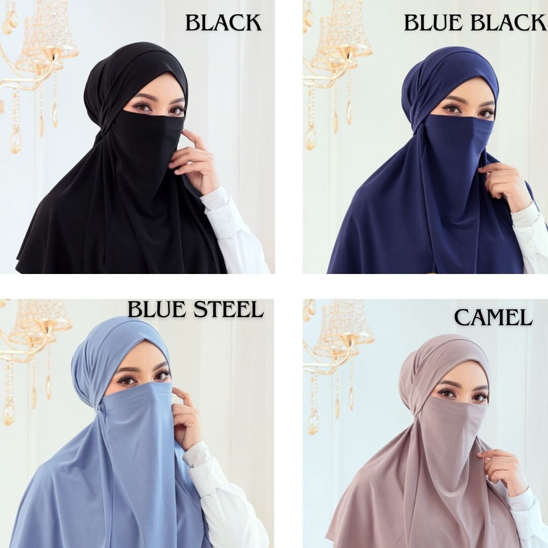 3 Style In 1 Instant Khimar Hijab Niqab Ready For Salah Umrah Tie Back 3 Style In 1 Instant Khimar Hijab Niqab Ready For Salah Umrah Tie Back