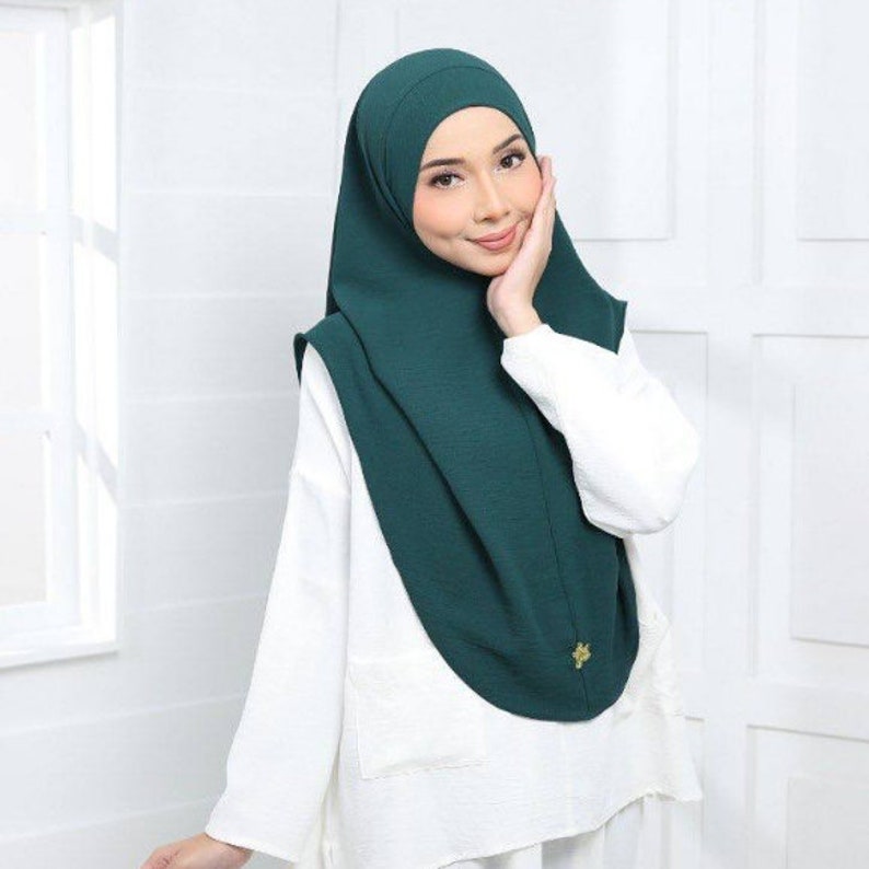 Sofortiger Hijab bereit zum Tragen Wählen Sie Farbe Freie Größe Eisenlos Khimar Cey Kreppmaterial Knitterfest Ramadan-Eid-Geschenk Bild 7