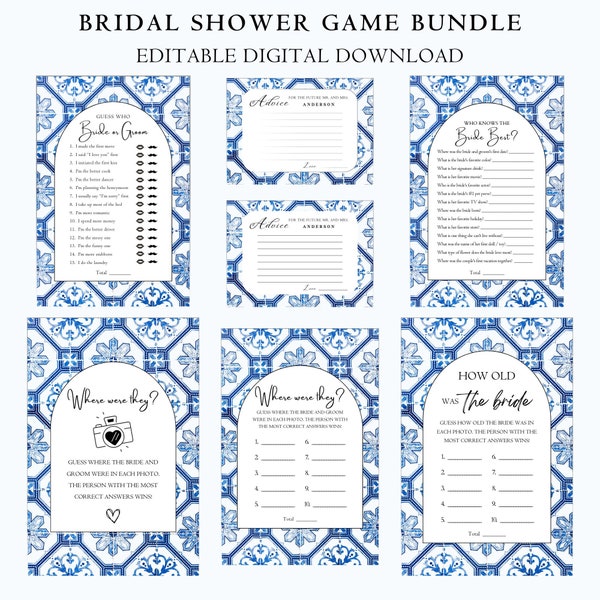 Bridal Shower Games I Wedding Activity Pack | Wedding Mad Lib | Ice Breaker Wedding Games | EDITABLE Wedding Table Games!