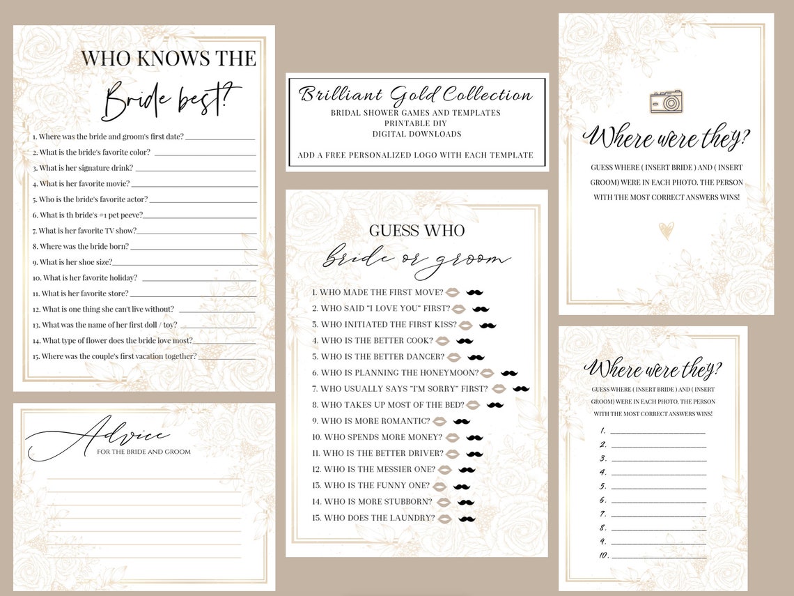 BRIDAL SHOWER Questions for the Bride Games for Bridal Etsy