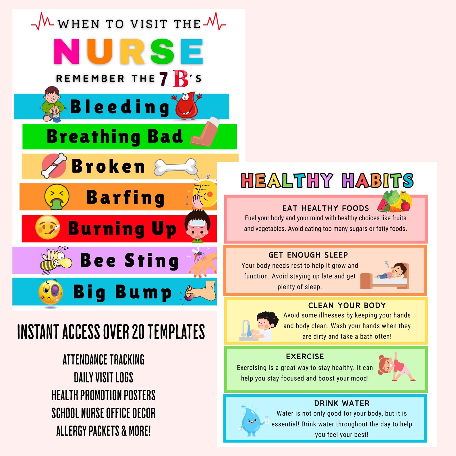 School Nurse Health Office Printable I School Nurse Logs I Health Office Tracker I School Nurse ...