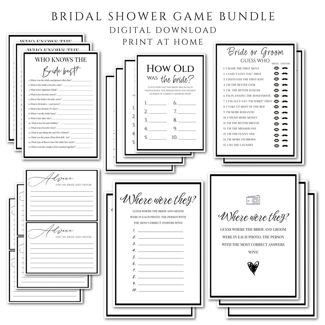 Minimalist Wedding Games Bundle Wedding Table Activity Wedding