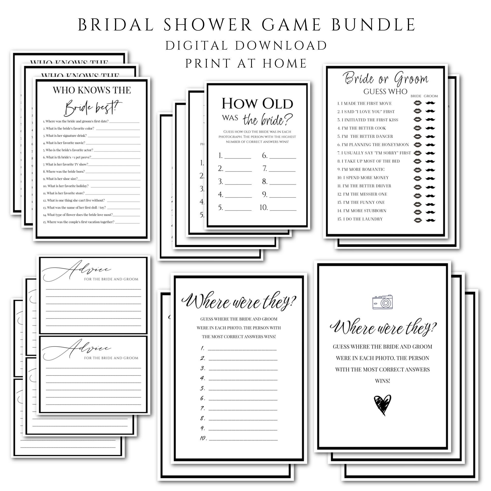 Minimalist Wedding Games Bundle Wedding Table Activity Wedding