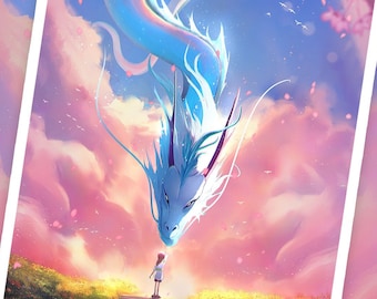 Chihiros Reise ins Zauberland Ghibli Poster Print - Chihiros Reise ins Zauberland Fanart - Filmplakat