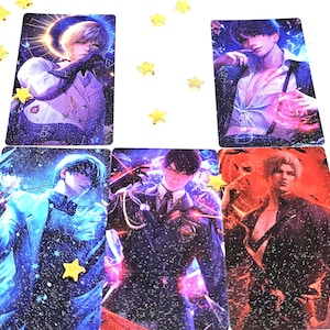 Love and Deepspace Photocards Double-Sided ( Sylus, Rafayel, Caleb, Xavier, Zayne ) , Crystal Glitter Grain Texture
