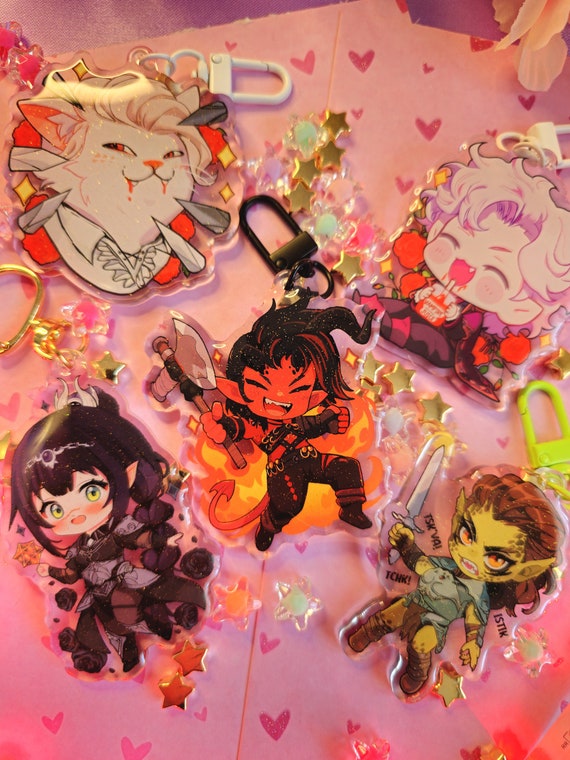 Baldur's Gate 3, 2.5” Double Sided Epoxy Acrylic Keychains of Astarion, Karlach, Shadowheart, Lae'zel, Cute Keychain, BG3, Gift for Gamer
