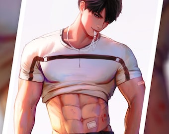 CALEB Shirtless Love and Deepspace Art Print Poster, Gift for Gamer