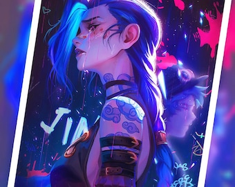Arcane S2 Jinx Poster Print - League of Legends Fanart - Video Game Poster -LoL Anime Poster Art, Cover Design Merch