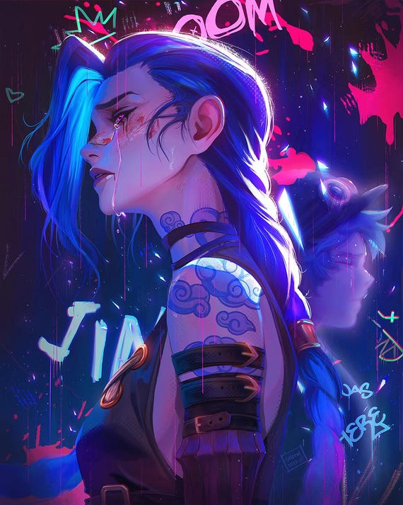 Arcane S2 Jinx Poster Print - League of Legends Fanart - Video
