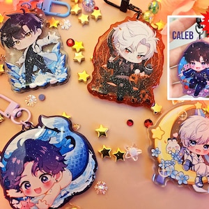 LOVE And DEEPSPACE 2.5” Double Sided Epoxy Acrylic Keychain Chibi Sylus , Zayne , Rafayel , Xavier , Caleb LADS, Cute Gift Gamer