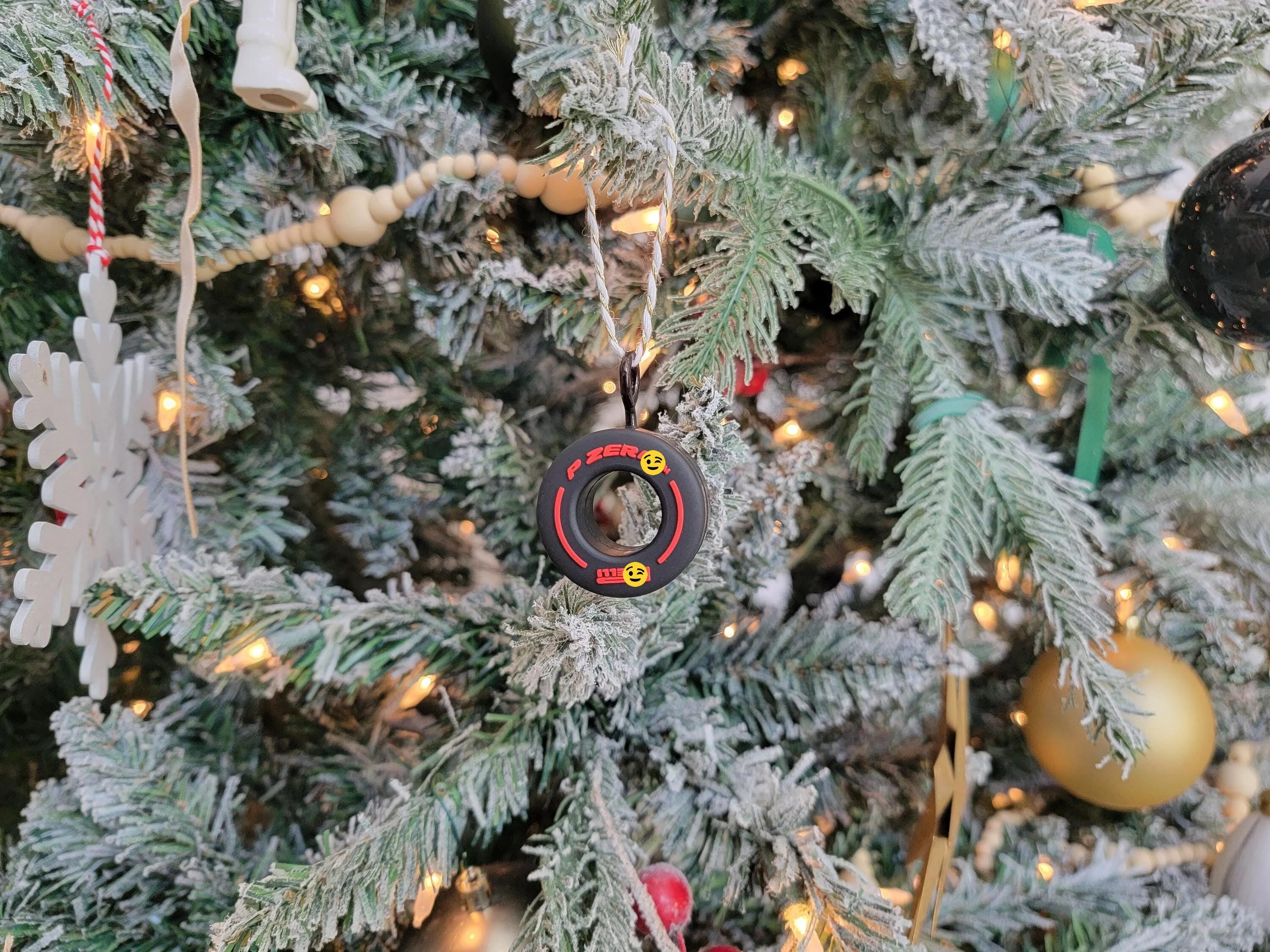 F1 Tyre Rubber Ornaments, Formula 1 Tire Christmas Ornament, Soft Medium Hard Inter Wet Set of Ornaments