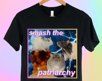 Rat Smash the Patriarchy Pro-Choice Activism Shirt, Feminist Social Justice Rat Meme Protest Tee, Funny Rats Gift for Leftist Bestie/ Friend