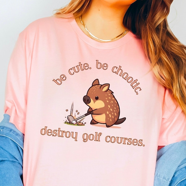 Javelina Be Cute Be Chaotic Destroy Golf Courses Vintage T-Shirt, Collared Peccary Shirt, Desert Animal Lover Tee, Gift for Conservationist