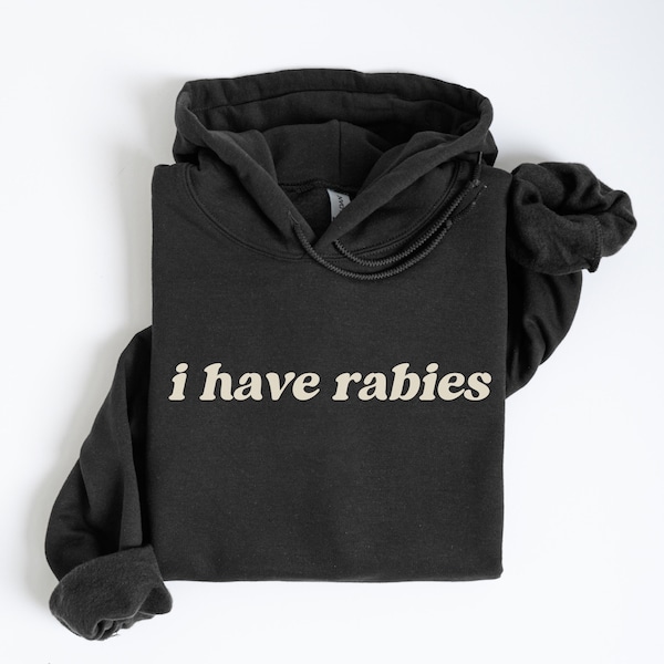 I Have Rabies Funny Hoodie, Unhinged Meme Sweatshirt, Grunge Y2k Clothing, Weird Dark Humor Tee, Sweatshirt Gift for Friend/ Sister