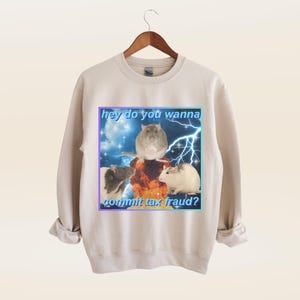 Rat Commit Tax Fraud Unhinged Meme Sweatshirt, Funny Y2k Rats Tee, Grunge Weird Gen z Hoodie, Cringey Dark Humor Gift
