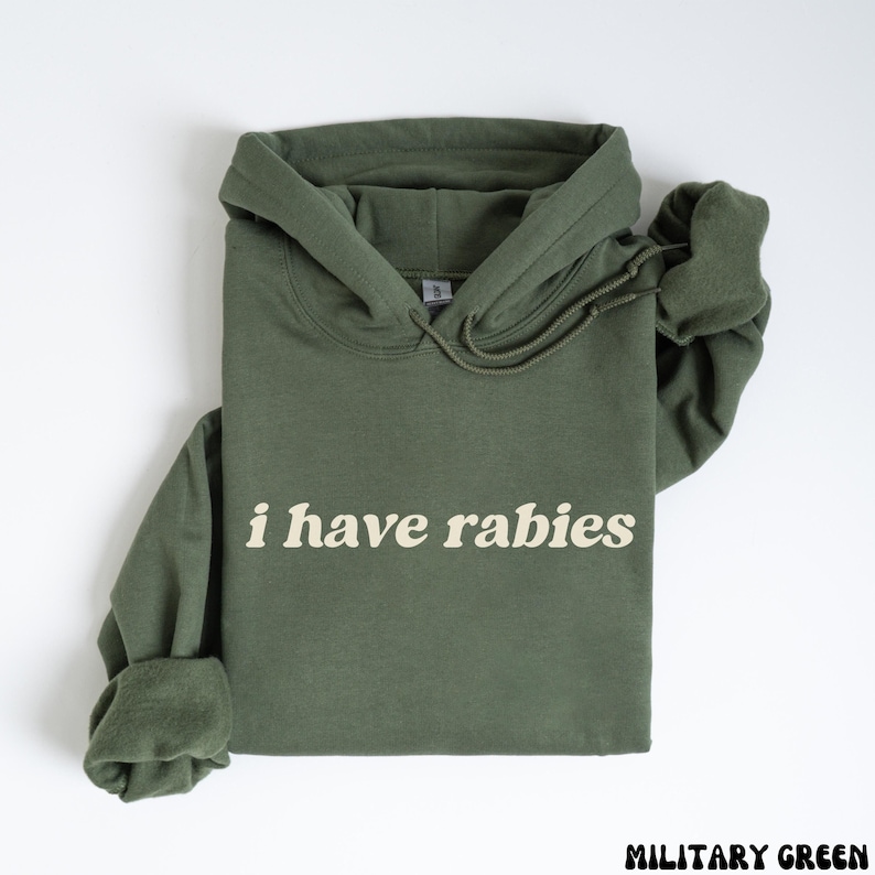 I Have Rabies Funny Hoodie, Unhinged Meme Sweatshirt, Grunge Y2k Clothing, Weird Dark Humor Tee, Sweatshirt Gift for Friend/ Sister image 3