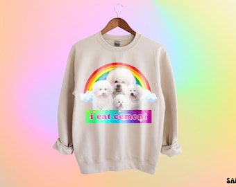 I Eat Cement Funny Y2k Meme Sweatshirt, Shirts That Go Hard, Weird Cursed Sweater, Gift For Friend/ Sister, Weirdcore Ridiculous Sweatshirt