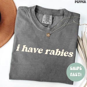 I Have Rabies Comfort Colors Funny Tee, Unhinged Meme Tshirt, Grunge Y2k Clothing, Weird Dark Humor Tee, Unique Gift for Friend image 1