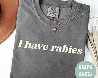 I Have Rabies Comfort Colors Funny Tee, Unhinged Meme Tshirt, Grunge Y2k Clothing, Weird Dark Humor Tee, Unique Gift for Friend