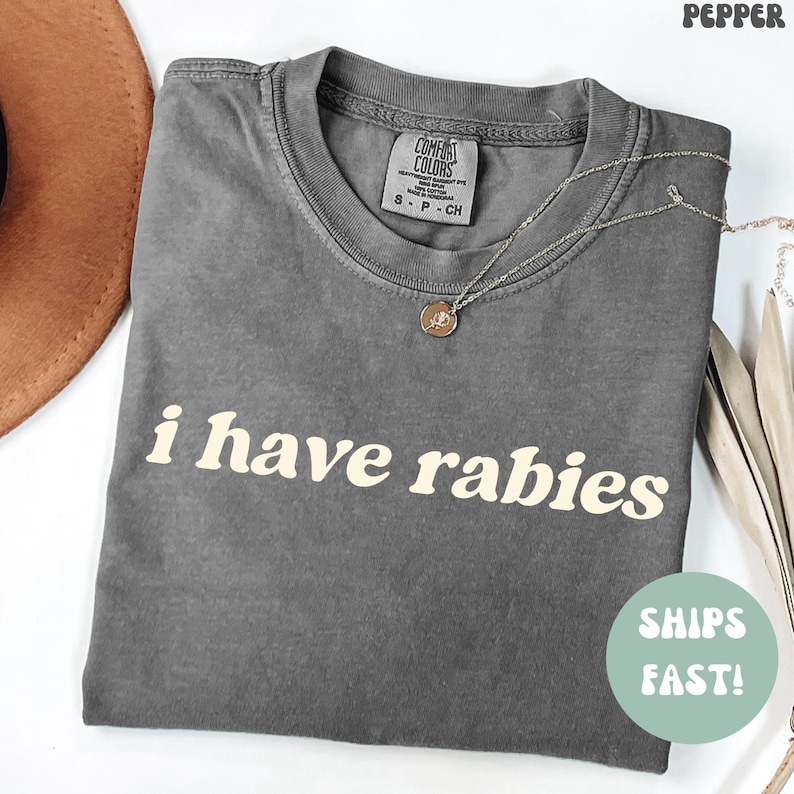 I Have Rabies Comfort Colors Funny Tee, Unhinged Meme Tshirt, Grunge Y2k Clothing, Weird Dark Humor Tee, Unique Gift for Friend image 1