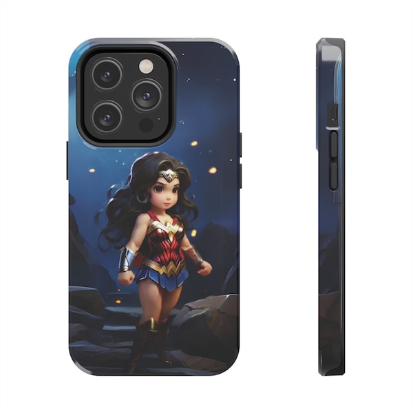 Wonder Woman Anime Phone Case, Superhero Cartoon Phone Case, Movie Iphone Case for iPhone 15 Pro Max, 15 Plus, 14, 13, 12, 11, XR XS, X, 8