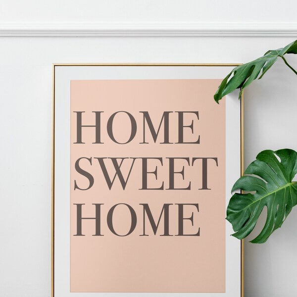 Citation "Home Sweet Home" Douce Décoration Agréable - Affiche Téléchargeable -  Maison Rose Verte, Poster Déco, Décoration Intérieure