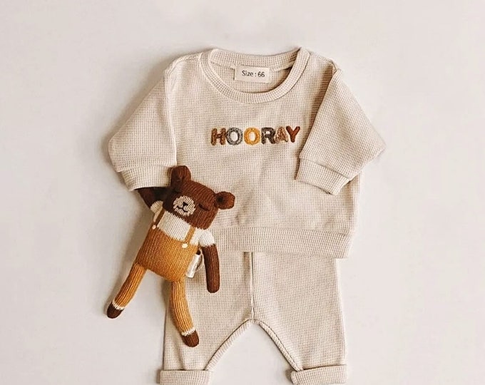 Waffle two piece track suit set for boys and girls.
