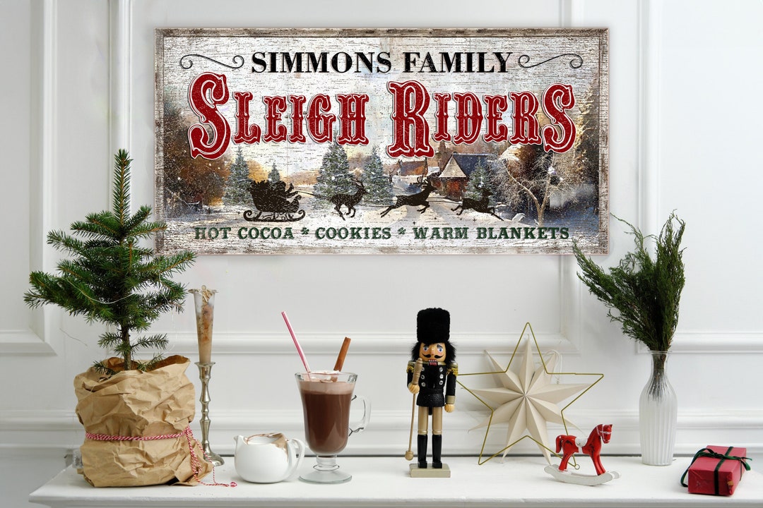 SLEIGH RIDE SIGN With Personalized Family Name Vintage Holiday ...