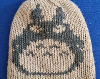 Bonnet tricoté Totoro en maille double