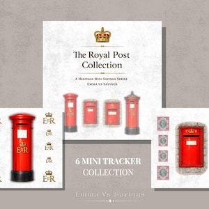 The Royal Post Collection | Heritage Mini Savings Tracker Bundle | Royal Mail Cash Stuffing Challenge | 9x9cm Laminated Set