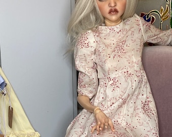 Dress  with double frills and puffed sleeves for bjd dolls.