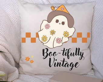 Cute Vintage Ghost Halloween Pillow, Throw Pillows, Halloween Home Decor, Fall Home Decor,
