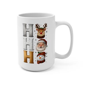 Festive Holiday Mug 15oz, Christmas Gift Mug, Cute Cartoon Characters, Hot Cocoa Mug, Winter Wonderland Decor