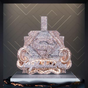 5Ct Round Cut Simulated Moissanite Road Runner Pendant 925 Silver , VVS Moissanite Letter Pendant, iced out Moissanite Pendant