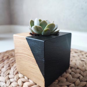 LovelyIrregularBlack Handgefertigter Organizer aus Holz, Übertopf aus Holz, Stifthalter aus Holz, Holzhandwerk, Schnitzholz, Blumentopf, Stifthalter