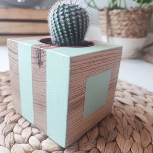 LovelyJade Handgefertigter Organizer aus Holz, Pflanztopf aus Holz, Bleistifthalter aus Holz, Holzhandwerk, Schnitzholz, Blumentopf, Stifthalter aus Holz