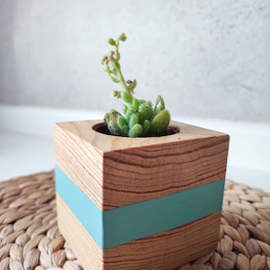 LovelyTurquoise Handgefertigter Organizer aus Holz, Übertopf aus Holz, Stifthalter aus Holz, Holzhandwerk, Schnitzholz, Blumentopf, Stifthalter aus Holz