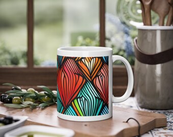 Bunte Keramik Kaffeetasse, 330 ml, Einzigartige Kaffeetasse, Teetasse, Geschenkidee