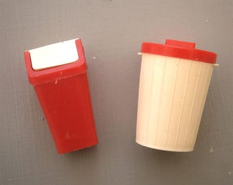Vintage Dolls House Swing Bin and Dustbin Set Lundby Caroline's Home Barton 1.16th Scale 1960s 70s