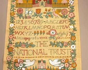 Pat Albeck National Trust Sampler Tea Towel Tea Towel Irish Linen Unused Condition