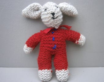 Vintage Knitted Bunny Rabbit Toy 1960s