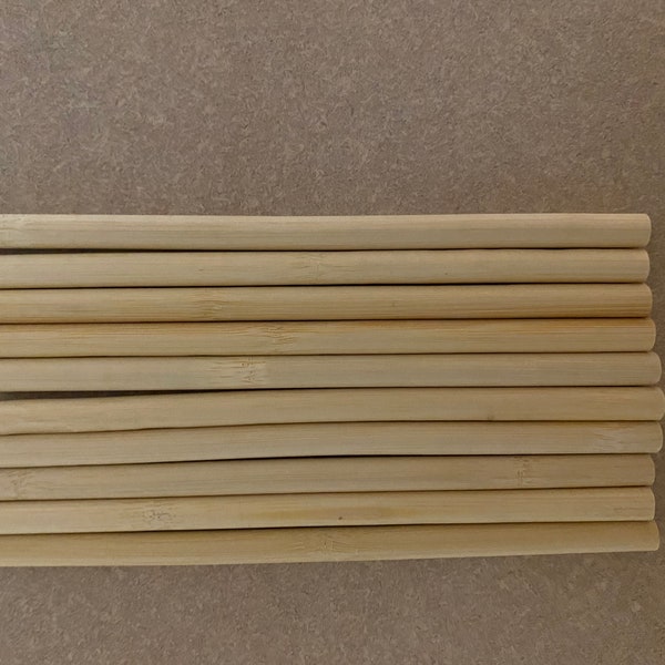 Lot of 12 Bamboo Wood Craft Sticks, flags, plant stakes, garden markers, dowel rods, model-doll houses, picture frames, educational crafts