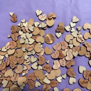 Engraved Wooden Heart Confetti: Rustic Love Table Scatter - 300pc