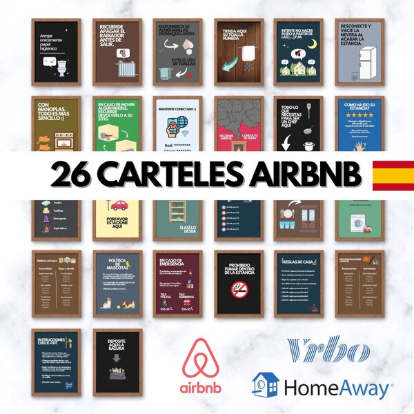 Plantilla de paquete de letreros de Airbnb, Señalización de Airbnb, Alquiler de vacaciones de VRBO, Señal de Wifi, Anfitrión de Airbnb.