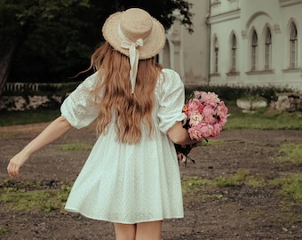 cotton summer dress white reception dress white tulle dress white mini dress white graduation dress little white dress engagement dress cute